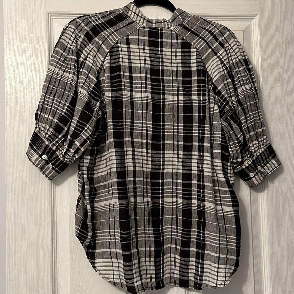 Ralph Lauren Cici Blouson-Sleeve Plaid Linen Popover - Picture 9 of 9